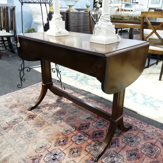 MAHOGANY DROP SIDE TABLE L900MM . (UNEXTENDED)