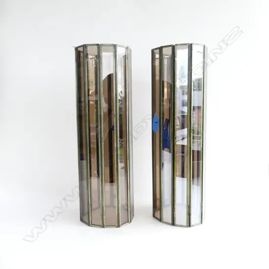 PR GLASS HURRICANE LANTERNS; EACH MADE FROM 12 GLASS PANELS H.500mm