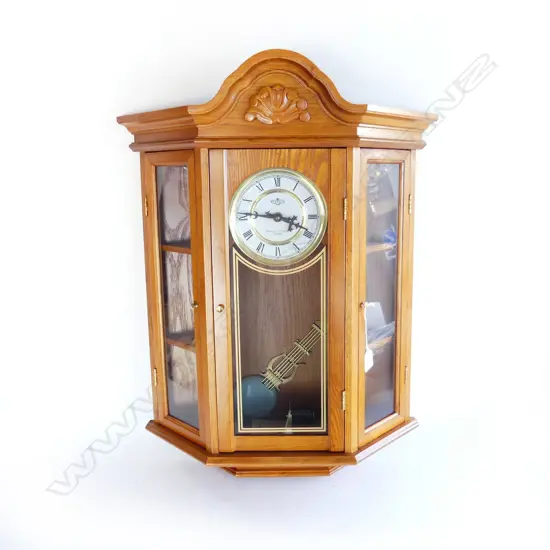 LG QUARTZ WALL CLOCK - WOODEN CASE, WESTMINSTER CHIME H.670mm