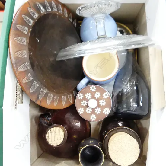 BOX LOT CHINA HAND BLOWN GLASS BOTTLES ETC