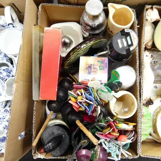 BOX ASST BAR COLLECTABLE ETC.. PLUS TAROT CARD SET ETC..