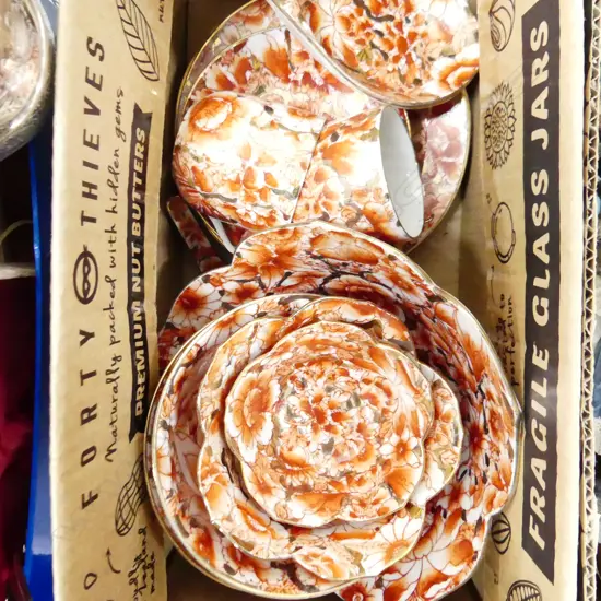 BOX LOT CHINESE RED & GOLD CHINA