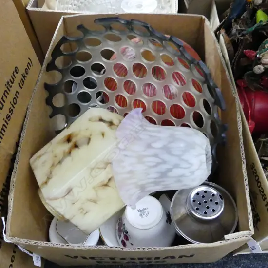 BOX ASST CHINA, LIGHT SHADES, PIERCED BOWL ETC