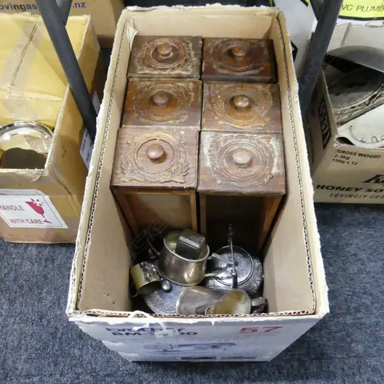 6 OAK SEWING MACHINE DRAWERS  & 7PCS OF EP