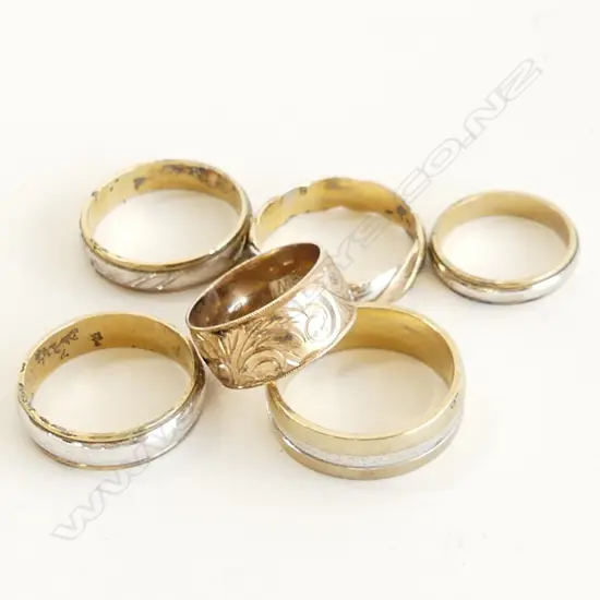 6 ASST PLATED WEDDING BANDS 27.8GMS