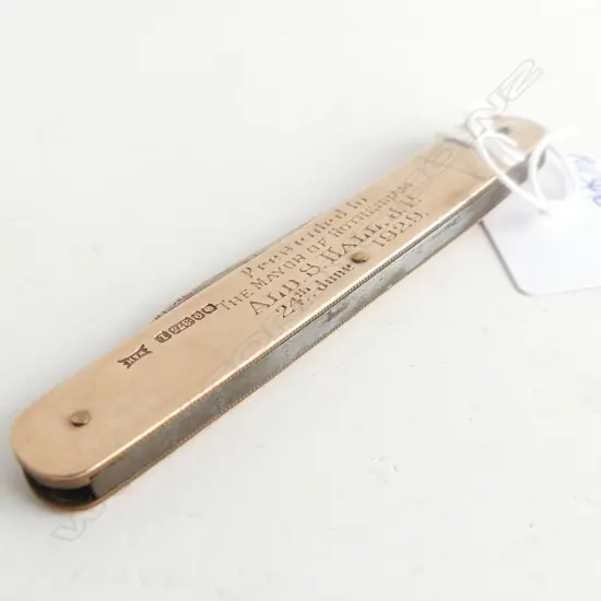 LGE 9ct POCKET KNIFE SHEFFIELD 1928 SILVER & STAINLESS BLADES