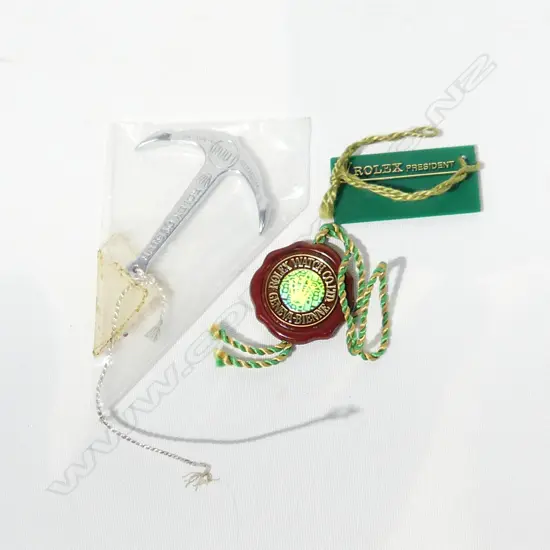 ROLEX SUBMARINER ANCHOR & TWO PLASTIC CHRONOMETER TAGS