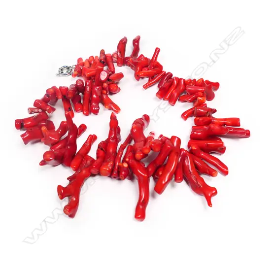 A large branch coral necklace, graduating branch lengths, the longest 65cm. Necklace L.480mm