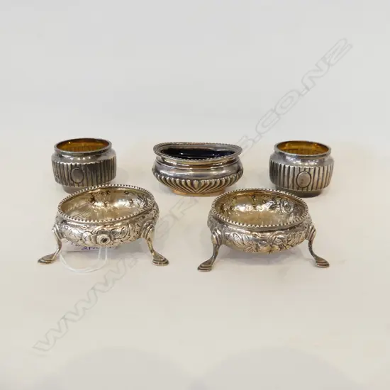 2 PRS VICTORIAN STG SILVER SALTS + 1 w. LINER 150 GRAMS