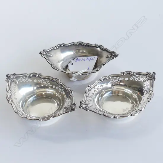 3 STG SILVER DISHES; B'HAM 1929 52 GRAMS