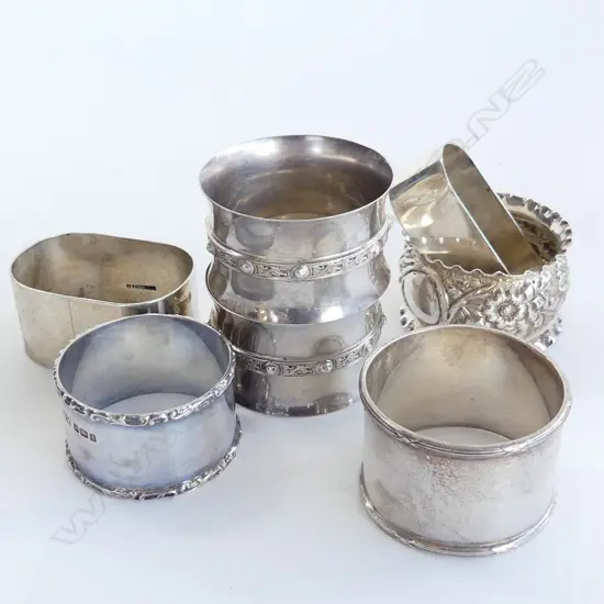 7 STG SILVER NAPKIN RINGS 183 GRAMS 