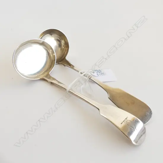 2 STG SILVER LADLES; GLASGOW 1849 & LONDON 1864 95 GRAMS