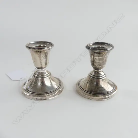 PR SMALL STG SILVER CANDLEHOLDERS H.60mm B'HAM 1923 121 GRAMS