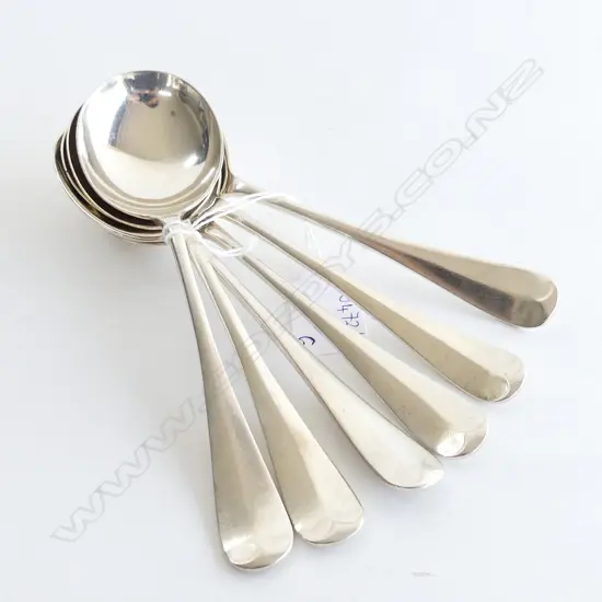 6 WALKER & HALL STG SILVER SOUP SPOONS SHEFFIELD 1920 L.180mm 424 GRAMS