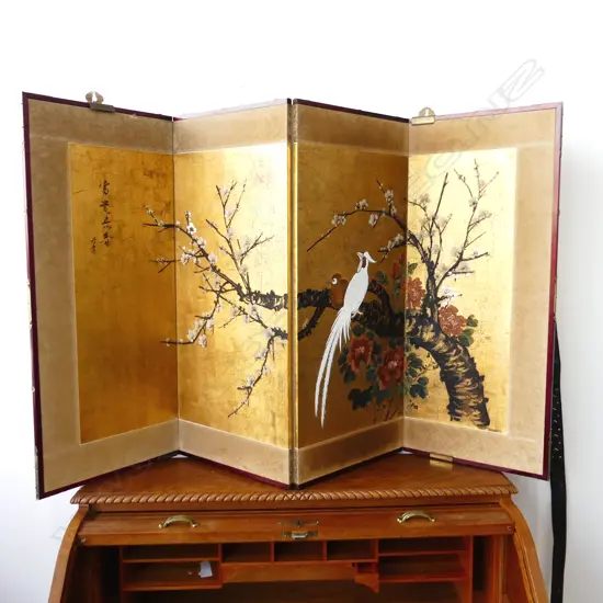 AN ORIENTAL GOLD LEAF 4 FOLD SCREEN L 1510 MM