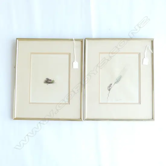 2 RICHARD MOORE MINIATURE PAINTINGS; FROG & MOUSE 1983 240x190mm
