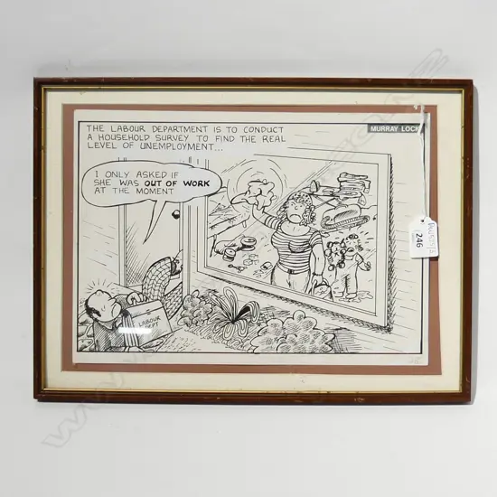 ORIGINAL MURRAY LOCK CARTOON, 'OUT OF WORK' 230x330mm