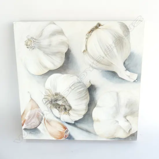 SIGNED MIXED MEDIA ARTWORK; GARLIC 500x500mm