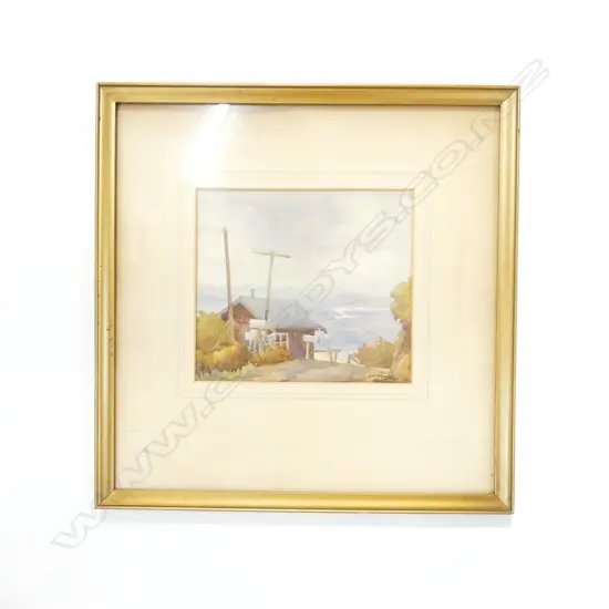 HILDA WISEMAN, LANDSCAPE w. SHED, W/C 1929 245x275mm