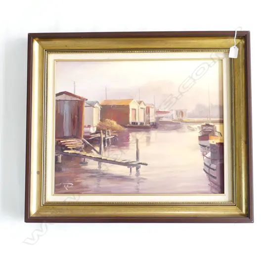 RICHARD PONDER OIL 'HUTT BOAT SHEDS' 395 x 495mm