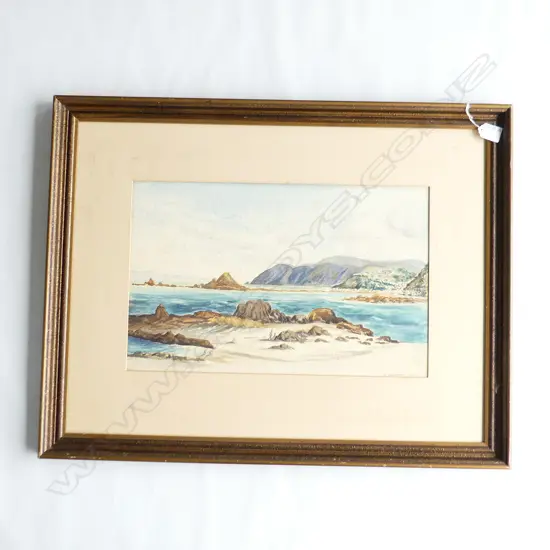 N GOODGER W/C WELLINGTON COAST 1966 300 x 470mm some foxing framed no glass