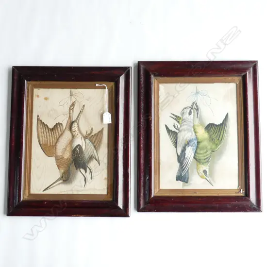 PR VICTORIAN CHROMOLITHOGRAPH PRINTS HANGING GAME BIRDS prints in part relief. some faults 470 x 380mm