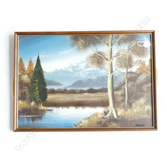 OIL MOUNTAINS & WATER SIGNED MAXWELL L680 H490MM