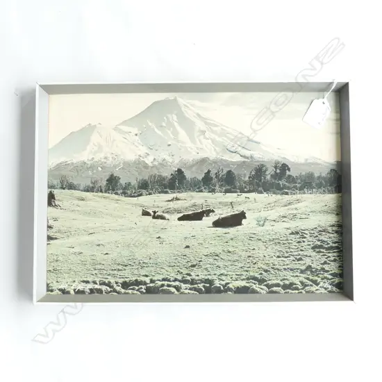 WHITES AVIATION H/COLOURED PHOTO MT.TARANAKI 245 x 355mm Labelled on reverse
