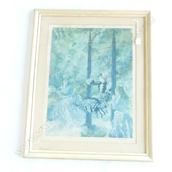 RUSSEL FLINT SIGNED PRINT GIRL ON SWING H730 W620MM