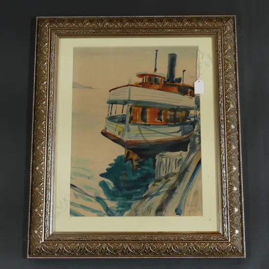 JOHN HORNER 'DEVONPORT WHARF' W/C SIGNED 420x310mm