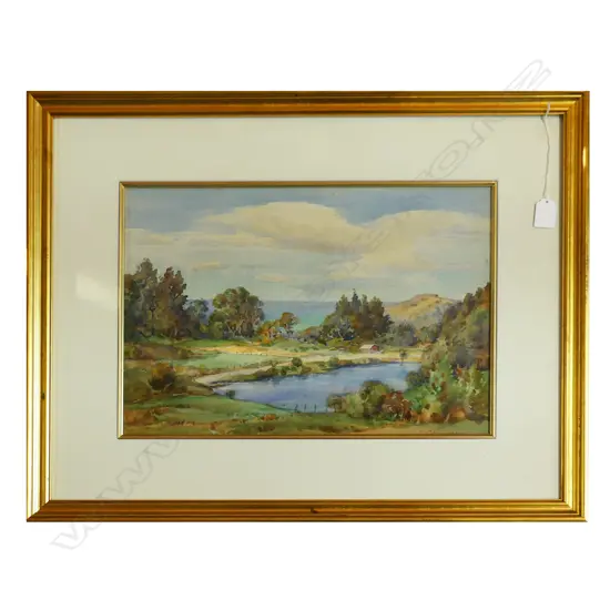 CT LAUGESEN (1900-1987), NZ LANDSCAPE, W/COLOUR, SIGNED,  295 x 425mm