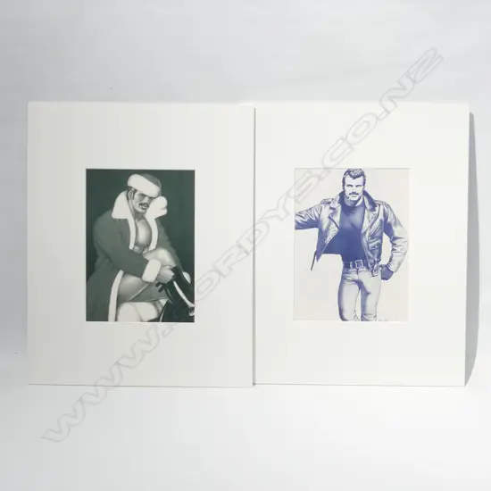 2 TOM OF FINLAND PORTRAIT PRINTS; SANTA, SMOKING MAN 270x200mm