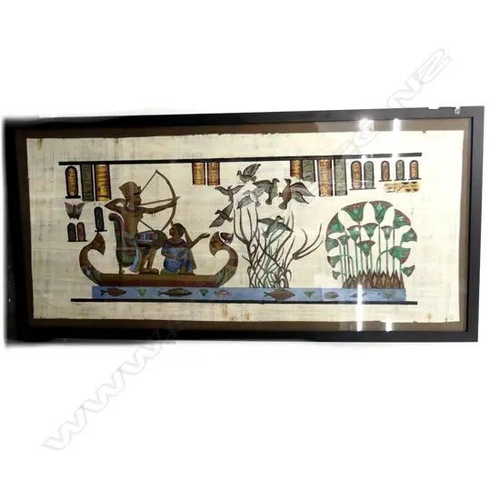 LG FRAMED EGYPTIAN SCENE PAINTED CLOTH 1720 X 710MM