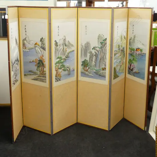 CHINESE 6 PANEL FLOOR SCREEN 1450x460mm