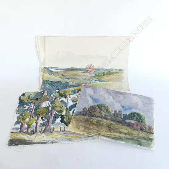 3 GEOFF FAIRBURN LANDSCAPE WATERCOLOURS 310x480mm largest. Unframed