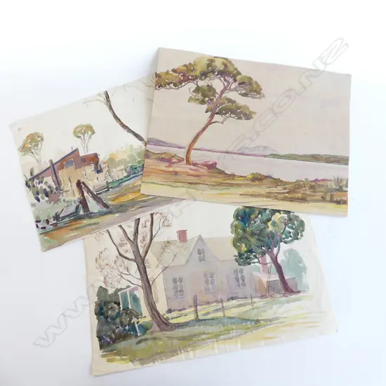 3 GEOFF FAIRBURN LANDSCAPE WATERCOLOURS 340x430mm largest. Unframed