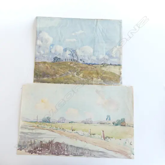 2 GEOFF FAIRBURN LANDSCAPE WATERCOLOURS 1 signed 300x465 largest. Unframed