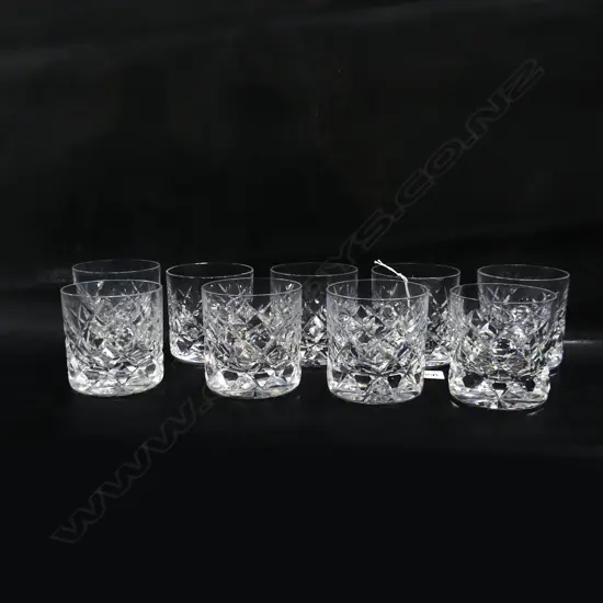9 HEAVY CRYSTAL TUMBLERS H.80mm
