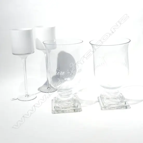 PR HURRICANE LANTERNS - 1 REQ. GLUE - 'LUMIERE VERSAILLES' H.300mm + PR CANDLE HOLDERS H.350mm