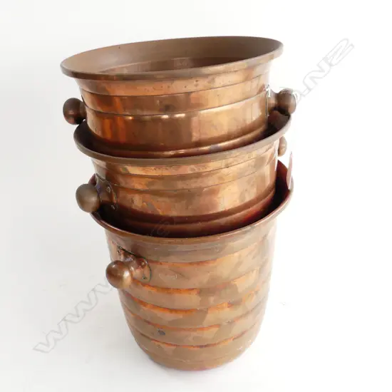3 COPPER CHAMPAGNE BUCKETS H200MM