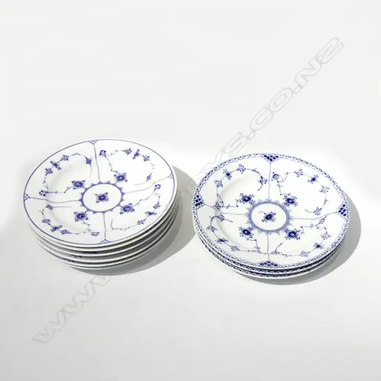 9 ROYAL COPENHAGEN DINNER PLATES (3+6) 250mm dia good condition - one minor rim chip