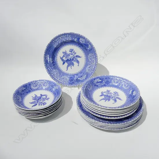 18 PCES ANTIQUE COPELAND SPODE BLUE 'CAMILLA' GOOD CONDITION, 12 BOWLS 6x190mm, 6x165mm, 6 LUNCHEON PLATES 255mm dia