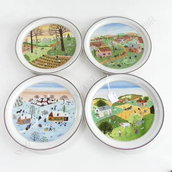 SET OF 4 VILLEROY & BOCH PLATES, 'THE FOUR SEASONS' BY GERARD LAPLAU 235mm dia