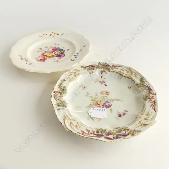 2 ANTIQUE PLATES; CHELSEA DERBY C.1776, SWANSEA C.1820 rim chips to both 230mm dia