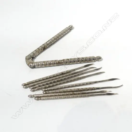 VINTAGE 9-PC LOBSTER CRAYFISH PICKS SET WITH SHELL CRACKER 