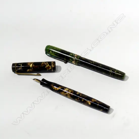 TWO FOUNTAIN PENS; STEPHENS 14K GOLD NIB & MENTMORE ENGLAND