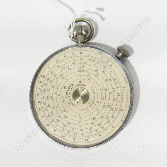 VINTAGE FOWLER'S MECHANICAL SLIDE RULE CIRCULAR CALCULATOR BY FOWLER & CO. MANCHESTER D. 68MM