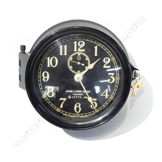 MARK 1 DECK CLOCK, US NAVY, C1941 WITH KEY & IN WORKING ORDER, DIA 220MM