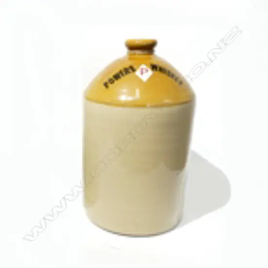 LG STONE WARE CROCK, PRINTED WITH 'POWERS WHISKY' H. 470MM