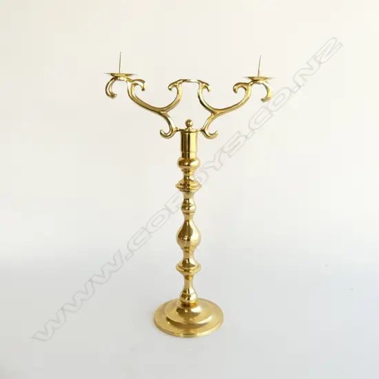 BRASS 2 BRANCH 2 PRONG CANDLEABRA H.440mm